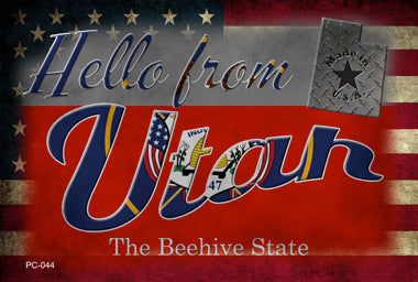 Hello From Utah Novelty Metal Postcard PC-044
