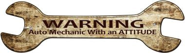 Auto Mechanic Novelty Metal Wrench Sign W-109