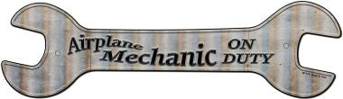 Airplane Mechanic On Duty Novelty Metal Wrench Sign W-115