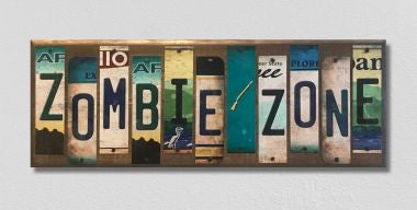 Zombie Zone License Plate Tag Strip Novelty Wood Sign