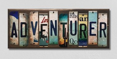 Adventurer License Plate Tag Strips Novelty Wood Sign WS-099