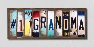 #1 Grandma License Plate Tag Strips Novelty Wood Signs WS-252