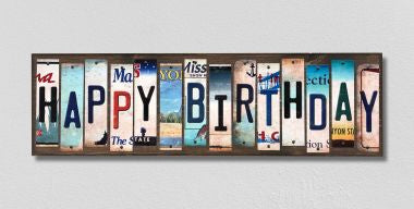 Happy Birthday License Plate Tag Strips Novelty Wood Signs WS-256