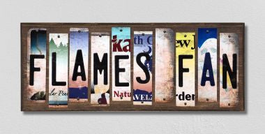Flames Fan License Plate Tag Strips Novelty Wood Signs WS-428