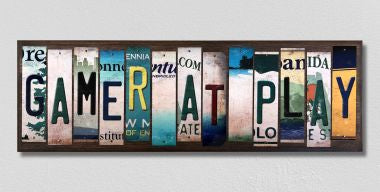 Gamer At Play License Plate Tag Strips Novelty Wood Signs WS-483