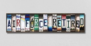 Air Force Retired License Plate Tag Strips Novelty Wood Signs WS-493