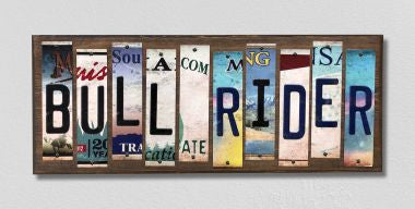 Bull Rider License Plate Tag Strips Novelty Wood Signs WS-564