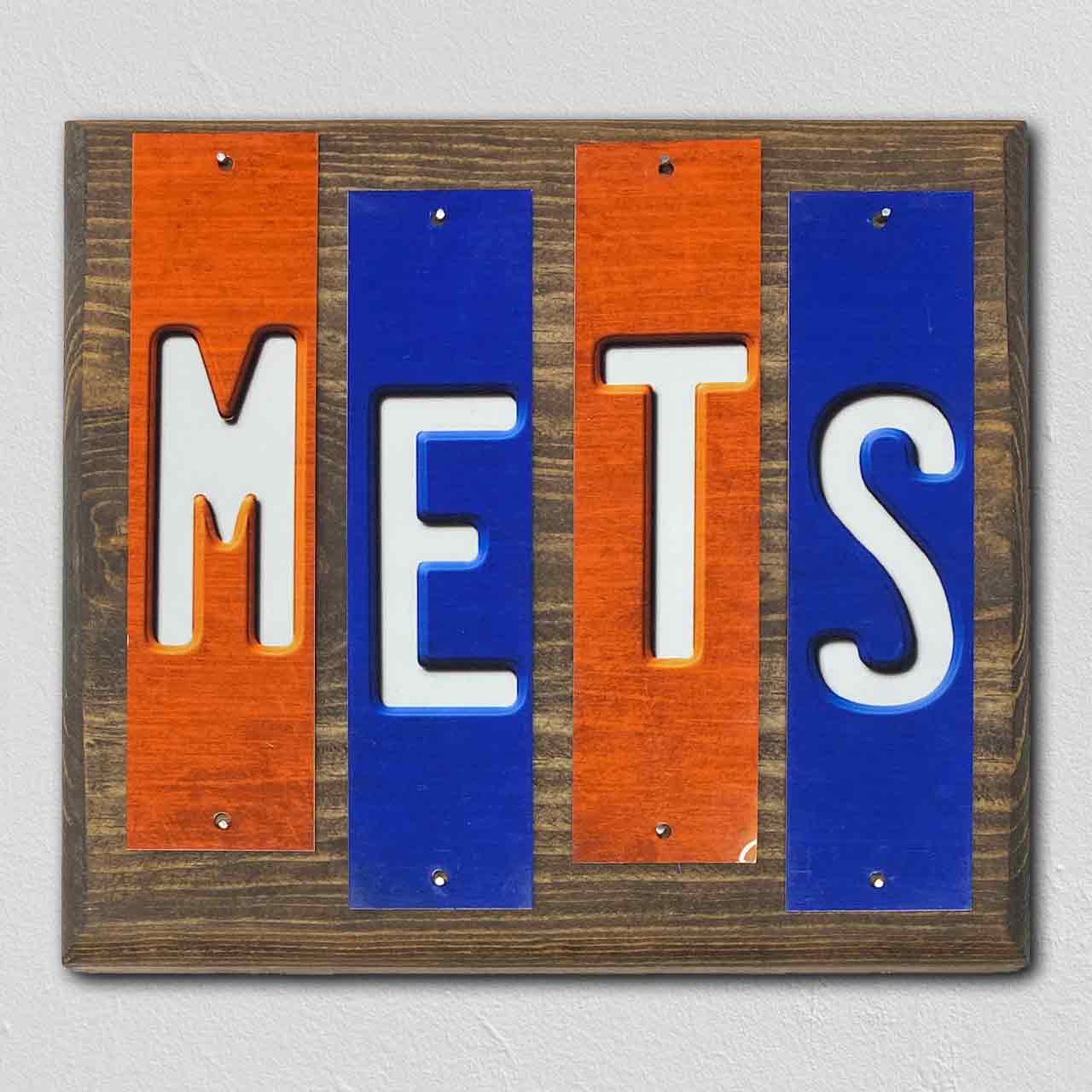 Mets Team Colors Baseball Fun Strips Novelty Wood Sign WS-624