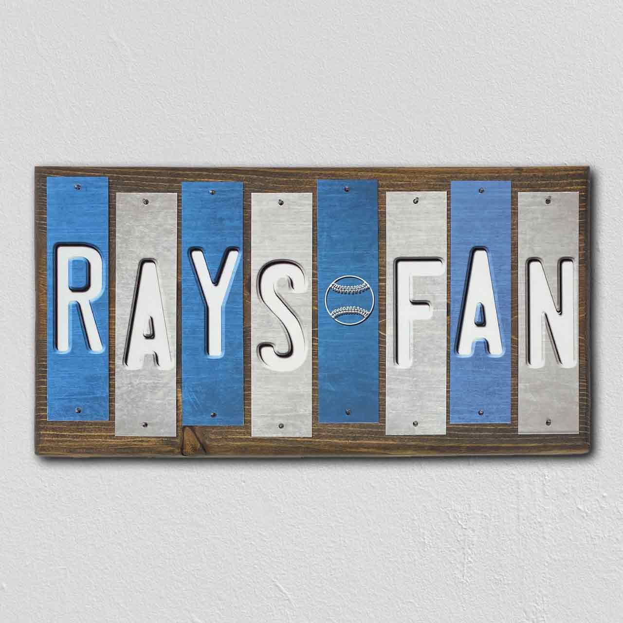Rays Fan Team Colors Baseball Fun Strips Novelty Wood Sign WS-627