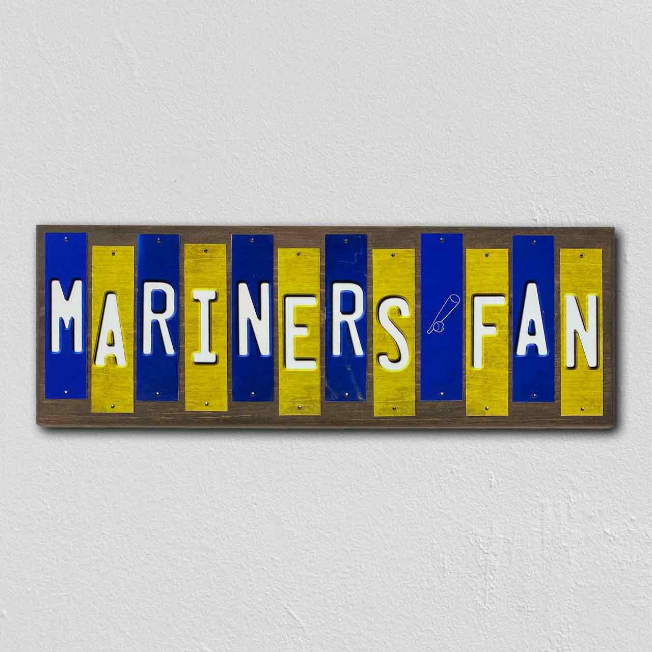 Mariners Fan Team Colors Baseball Fun Strips Novelty Wood Sign WS-653