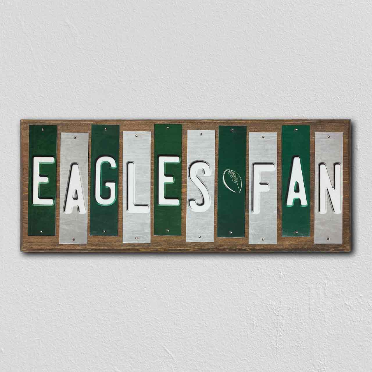 Eagles Fan Team Colors Football Fun Strips Novelty Wood Sign WS-731