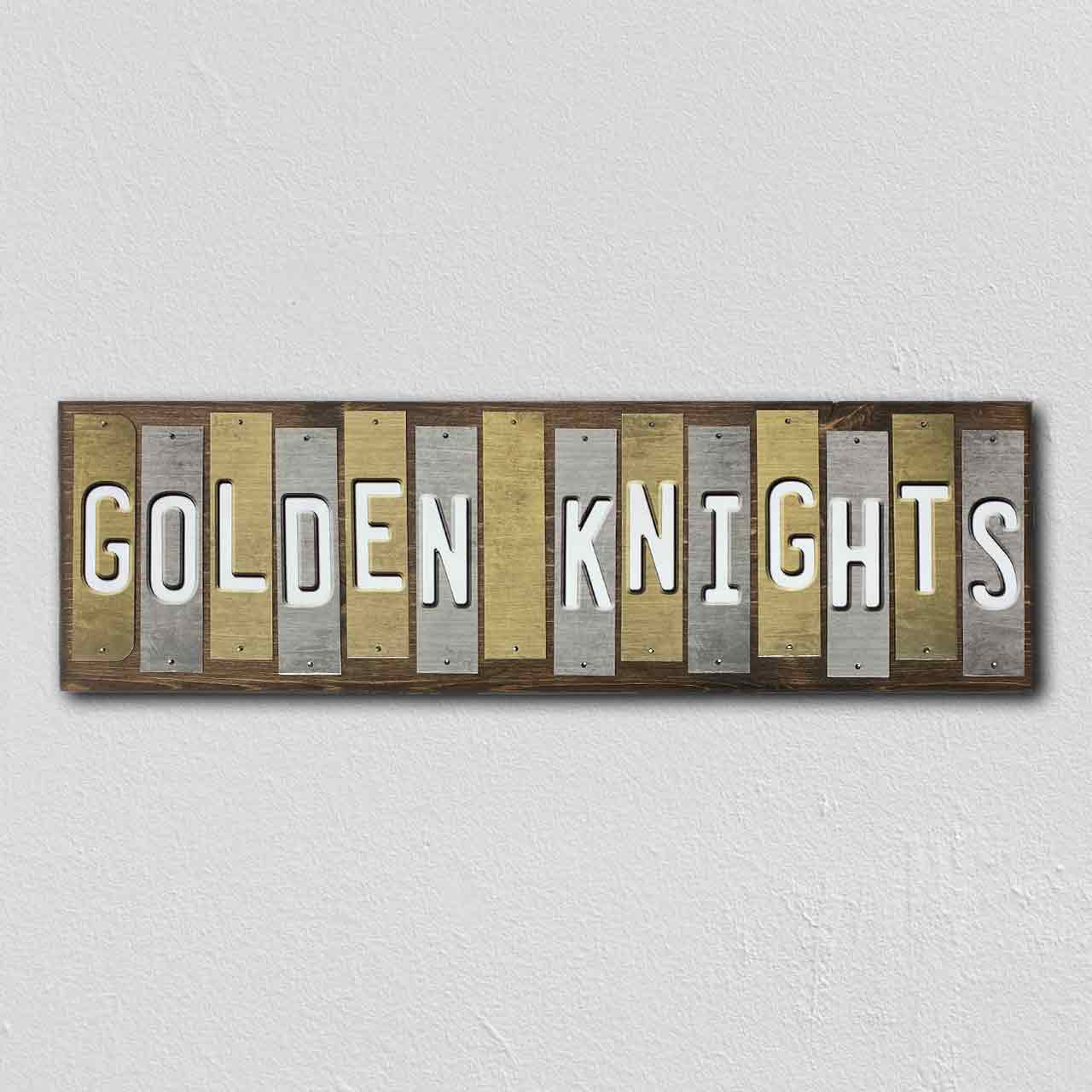 Golden Knights Team Colors Hockey Fun Strips Novelty Wood Sign WS-818