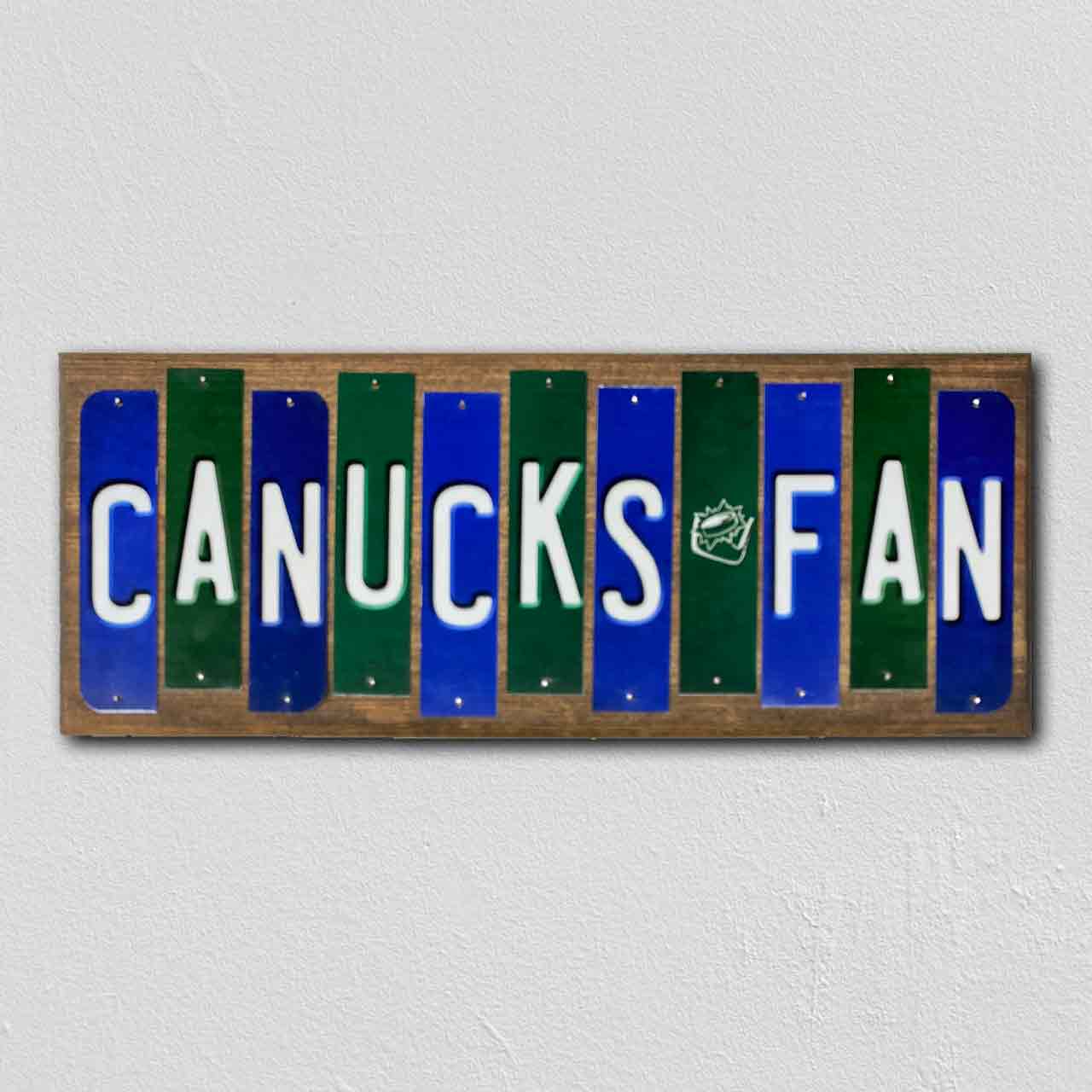Canucks Fan Team Colors Hockey Fun Strips Novelty Wood Sign WS-839