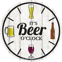 Beer Oclock Novelty Circle Coaster Set of 4