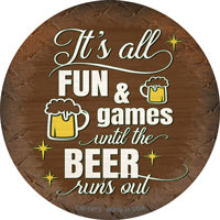 Beer Runs Out Novelty Circle Coaster Set of 4