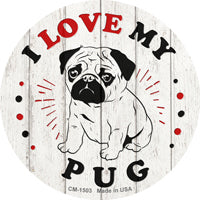 I Love My Baby Pug Novelty Circle Coaster Set of 4