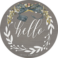 Hello Wreath Novelty Circle Coaster Set of 4