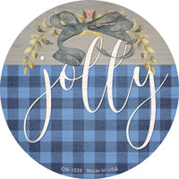 Jolly Blue Plaid Novelty Circle Coaster Set of 4