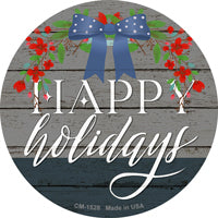 Happy Holidays Bow Novelty Circle Coaster Set of 4