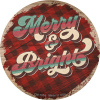 Merry and Bright Red Novelty Circle Coaster Set of 4