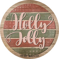 Holly Jolly Red and Green Novelty Circle Coaster Set of 4