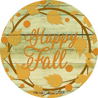 Happy Fall with Leaves Novelty Circle Coaster Set of 4