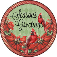 Seasons Greetings Cardinal Novelty Circle Coaster Set of 4