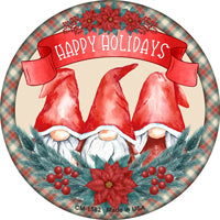 Happy Holidays Gnomes Novelty Circle Coaster Set of 4