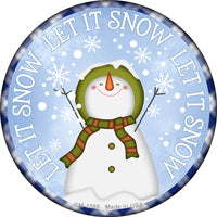 Let It Snow Snowman Novelty Circle Coaster Set of 4