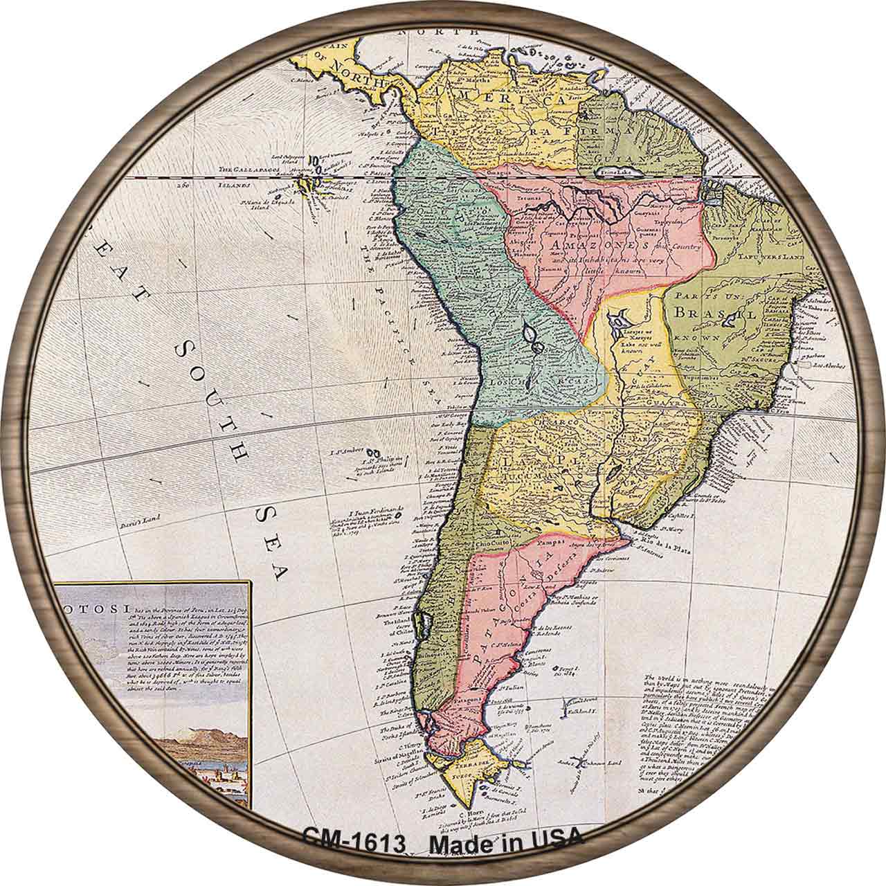 South America Map Novelty Circle Coaster Set of 4