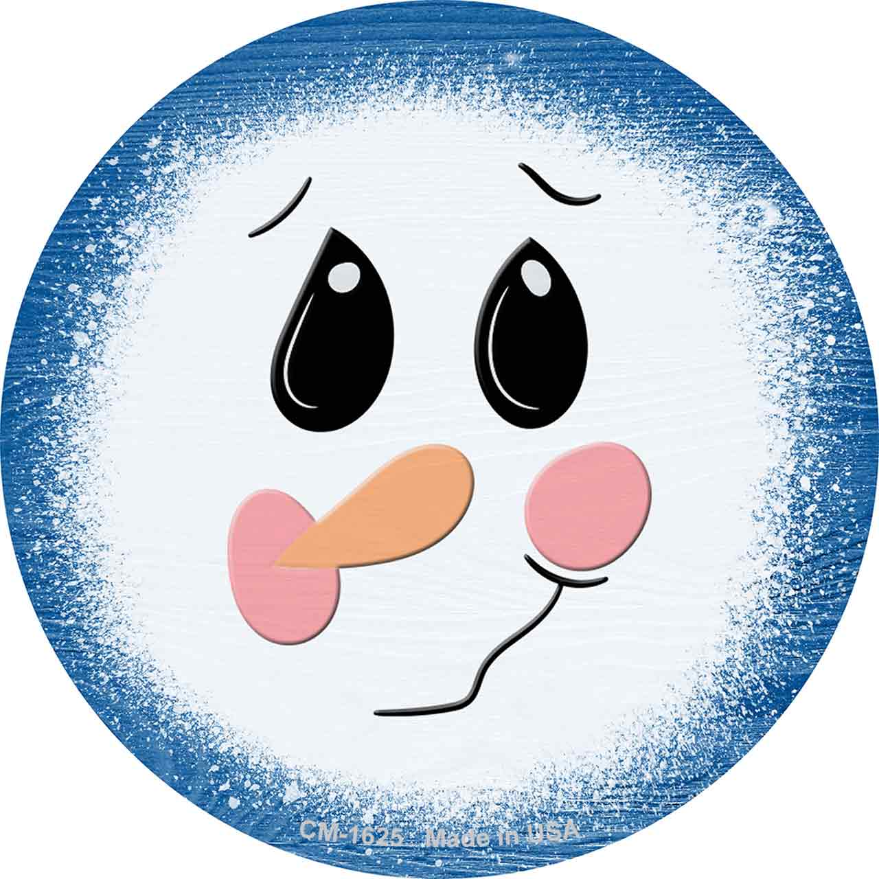 Blue Snowman Face Novelty Circle Coaster Set of 4