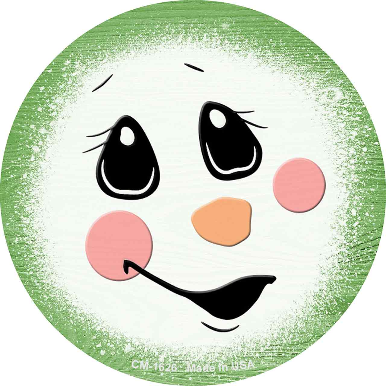 Green Snowman Face Novelty Circle Coaster Set of 4