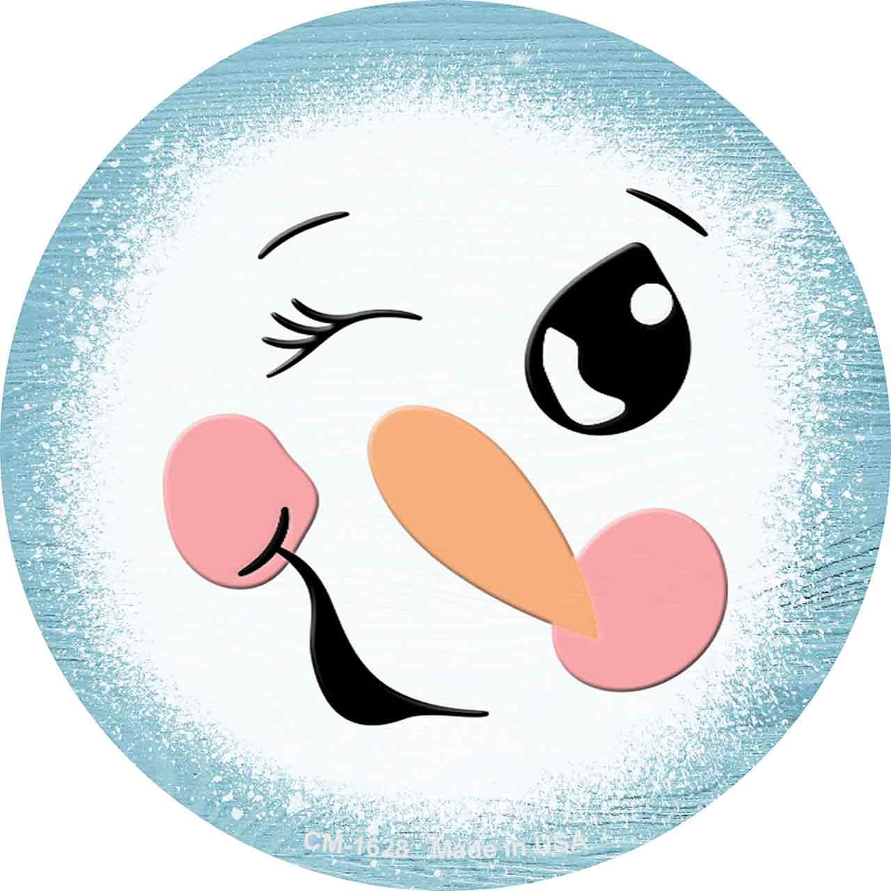 Light Blue Snowman Face Novelty Circle Coaster Set of 4