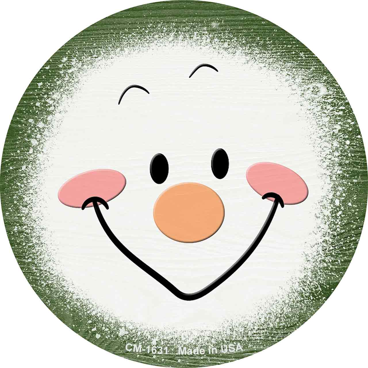 Dark Green Snowman Face Novelty Circle Coaster Set of 4