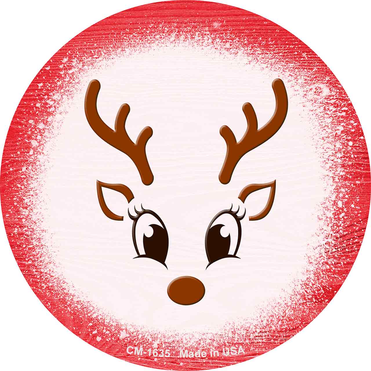 Red Reindeer Face Novelty Circle Coaster Set of 4