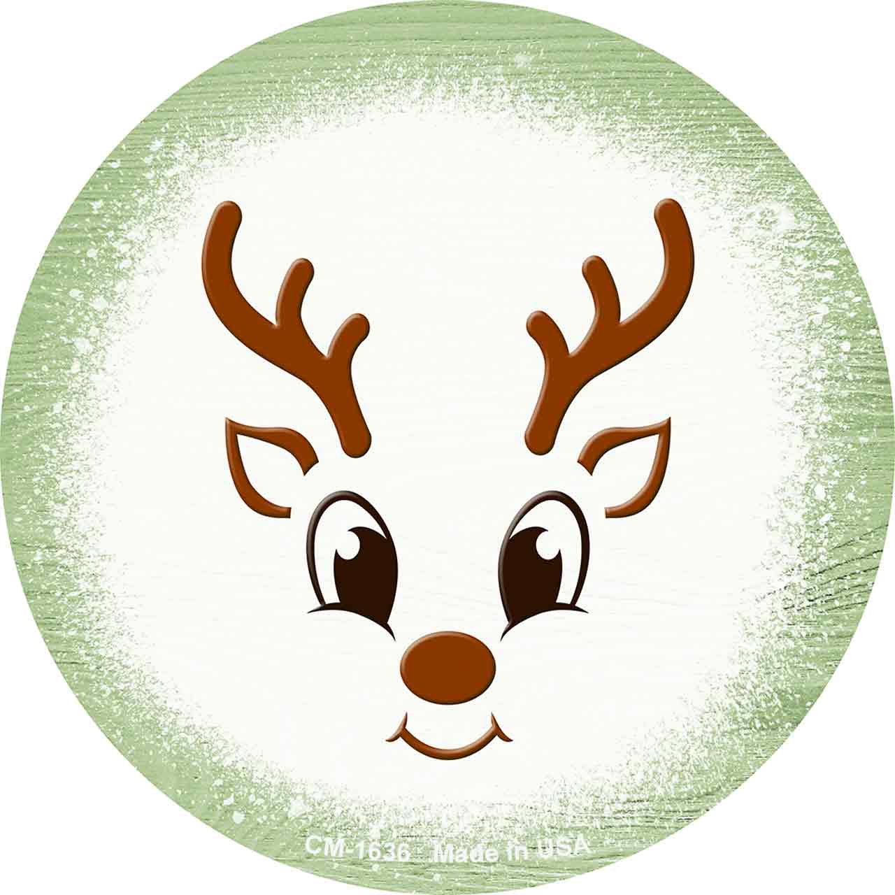 Light Green Reindeer Face Novelty Circle Coaster Set of 4