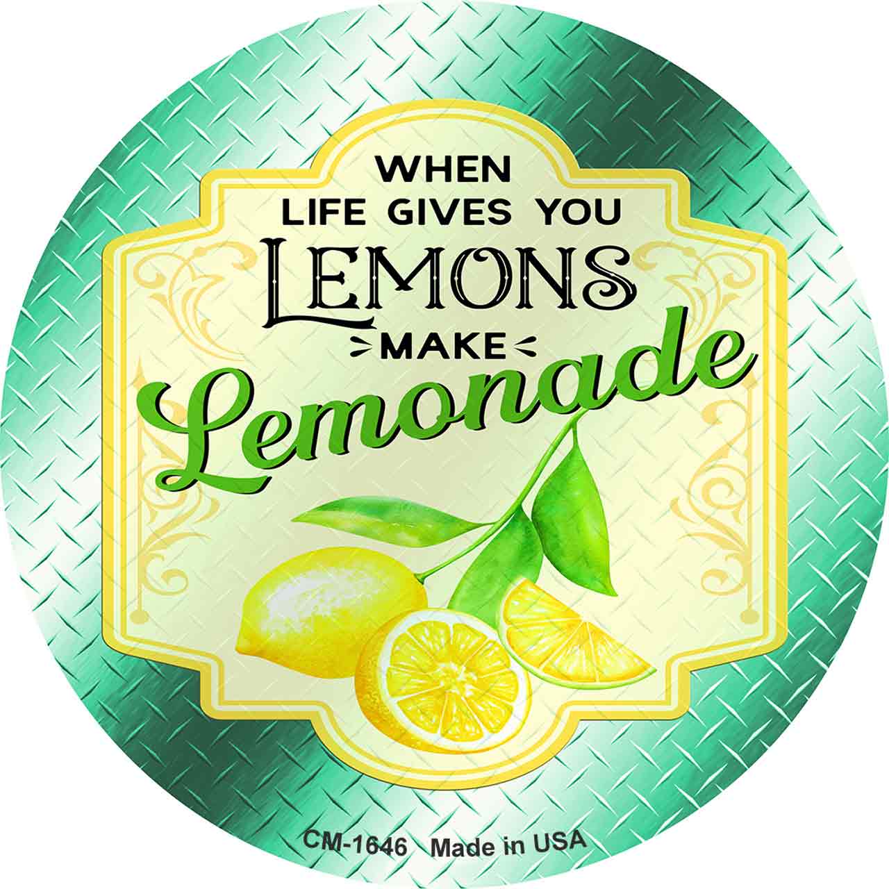 Make Lemonade Aqua Novelty Circle Coaster Set of 4