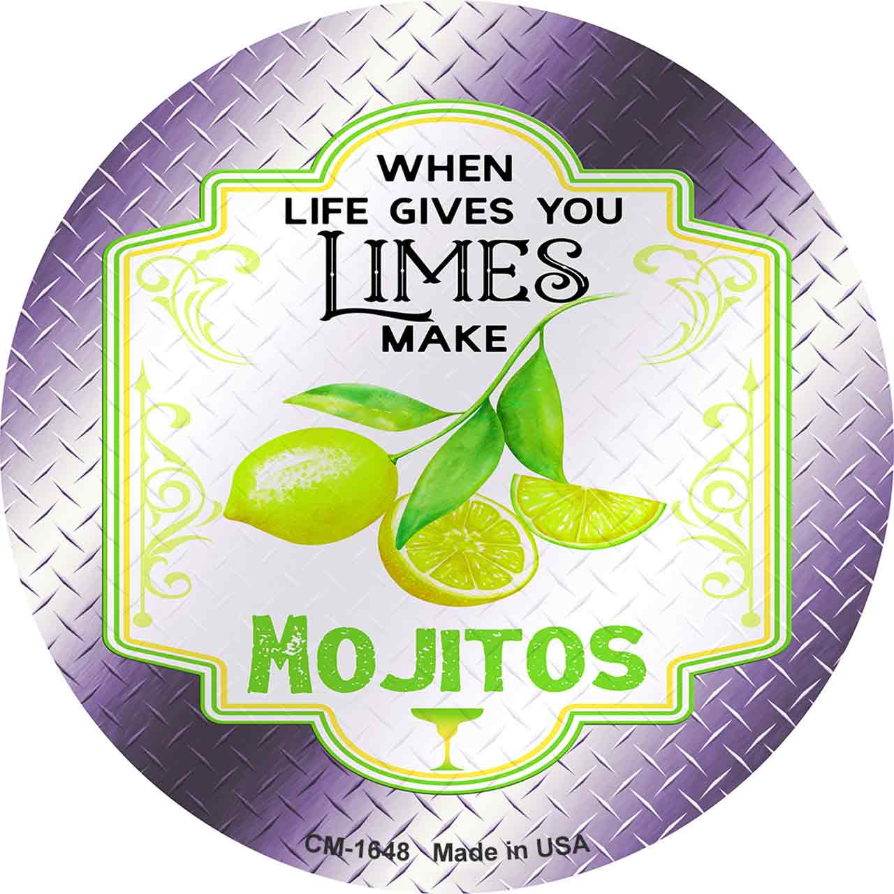 Make Mojitos Purple Novelty Circle Coaster Set of 4