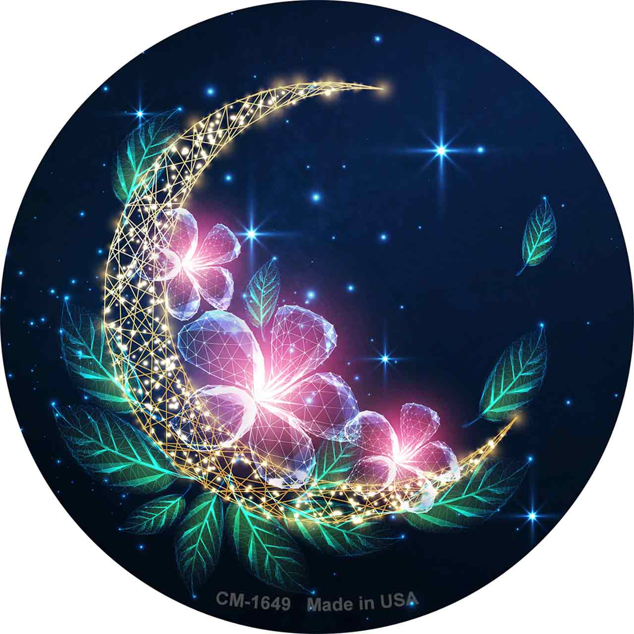 Moon and Flowers Novelty Circle Coaster Set of 4