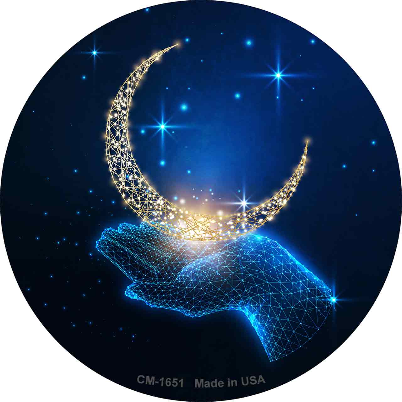 Moon In Hand Novelty Circle Coaster Set of 4