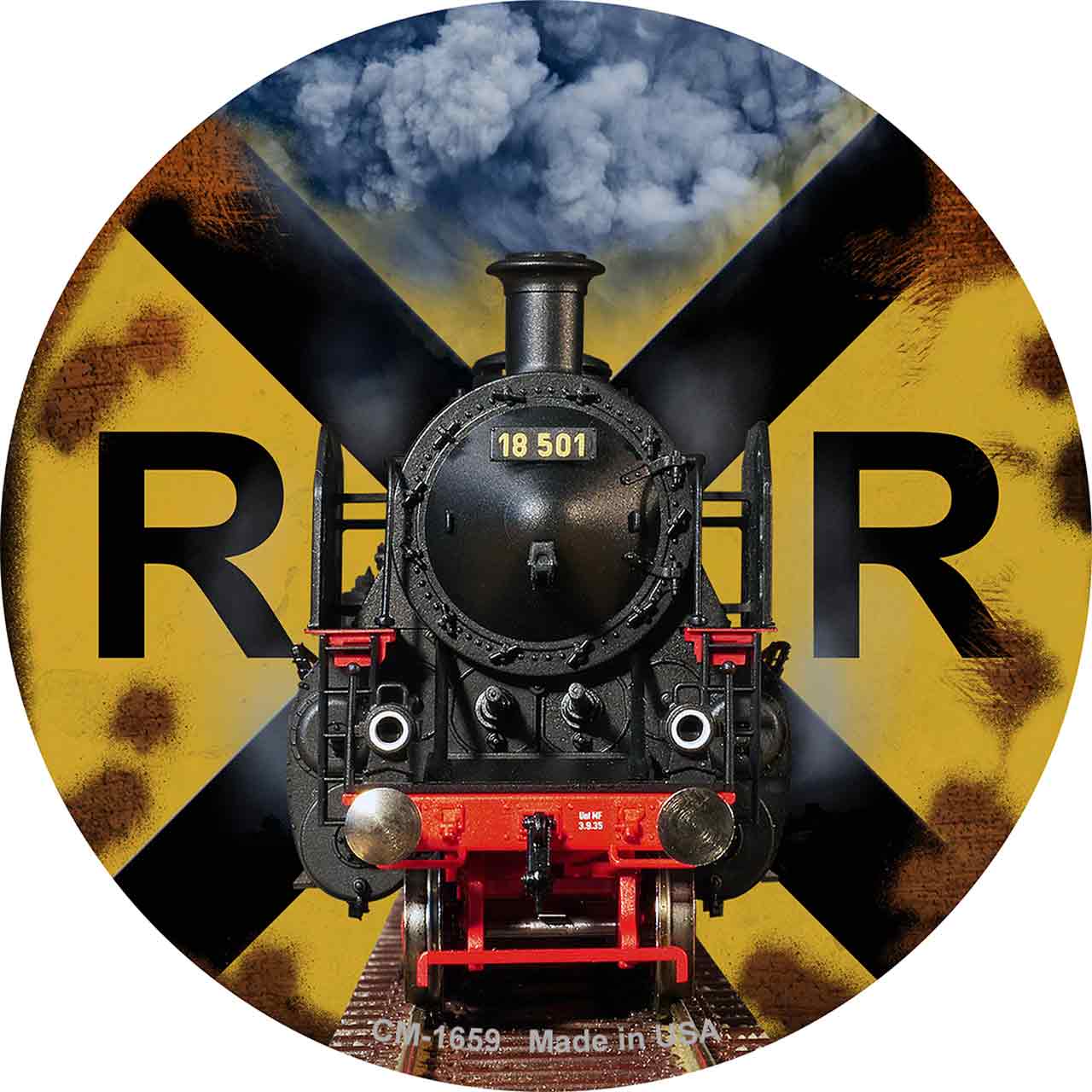 Railroad Crossing Train Novelty Circle Coaster Set of 4