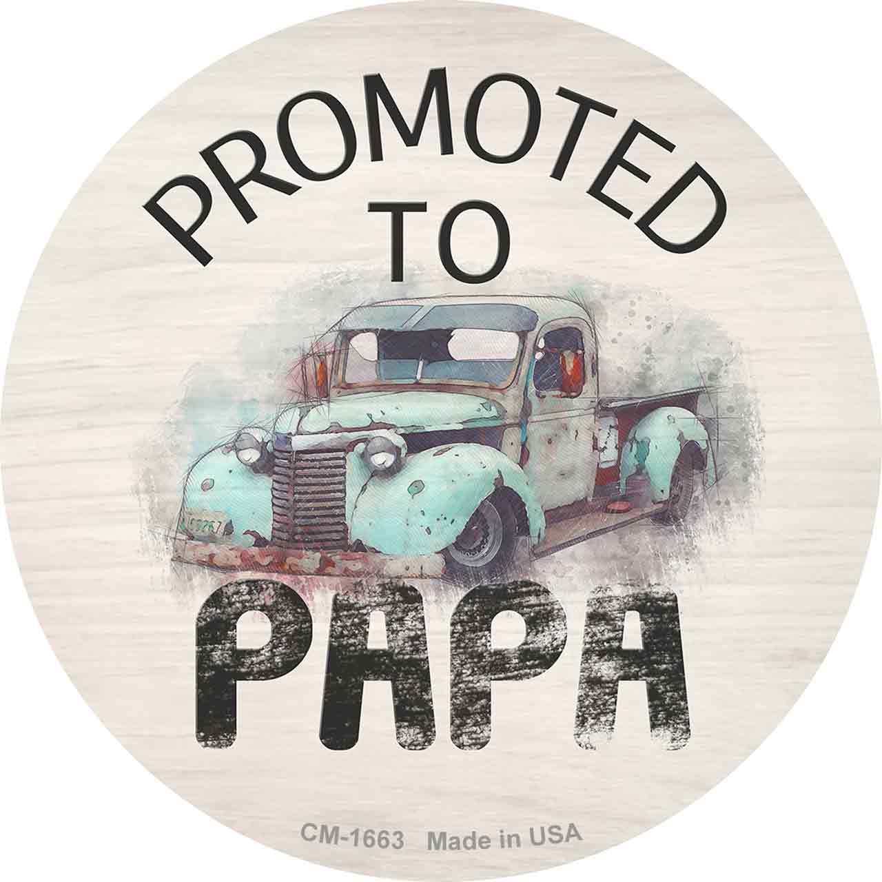 Promoted To Papa Novelty Circle Coaster Set of 4