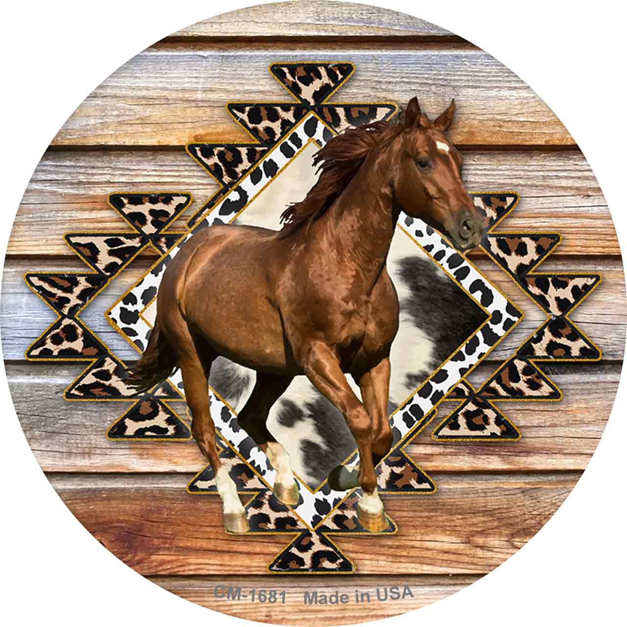 Horse On Aztec Print Novelty Circle Coaster Set of 4