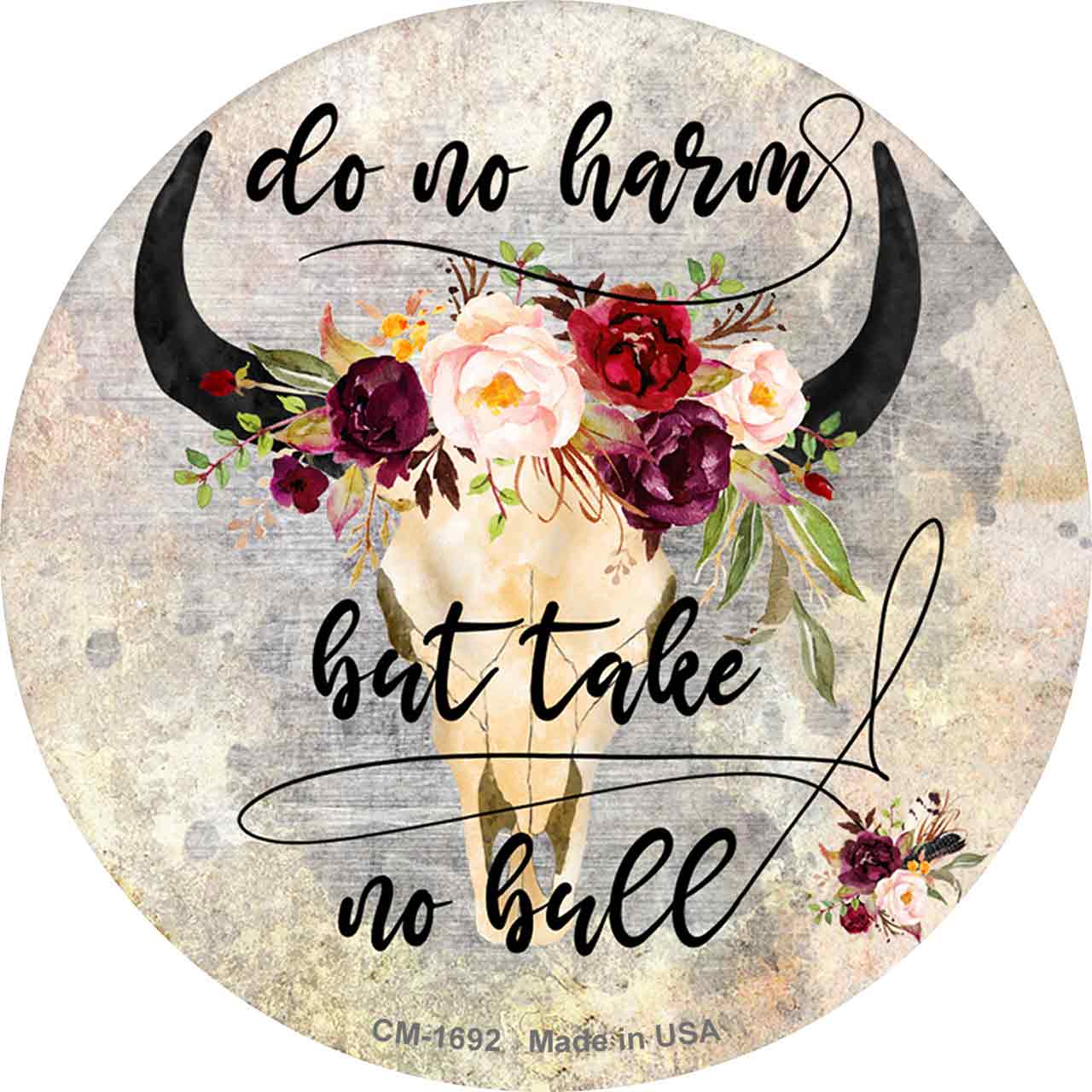 Do No Harm Take No Bull Watercolor Novelty Circle Coaster Set of 4