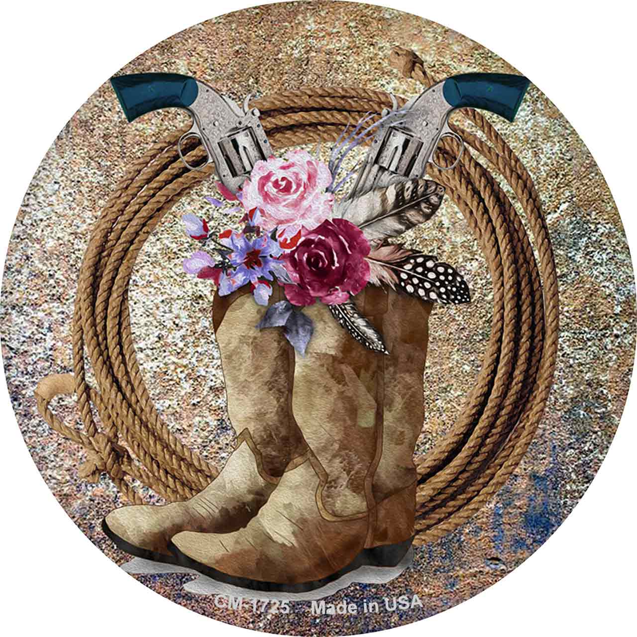 Pistols In Boots Western Novelty Circle Coaster Set of 4