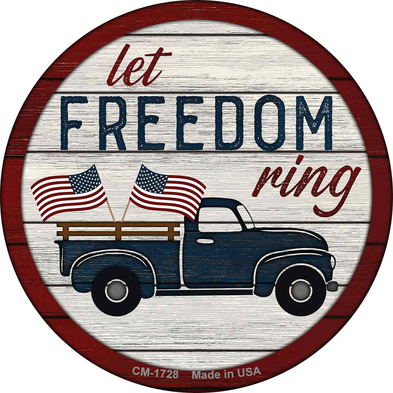 Let Freedom Ring Truck Novelty Circle Coaster Set of 4