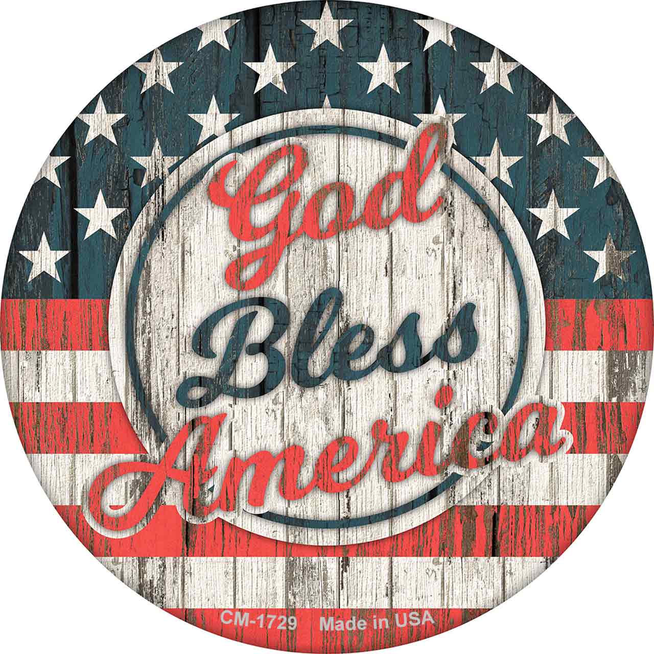 God Bless America Script Novelty Circle Coaster Set of 4