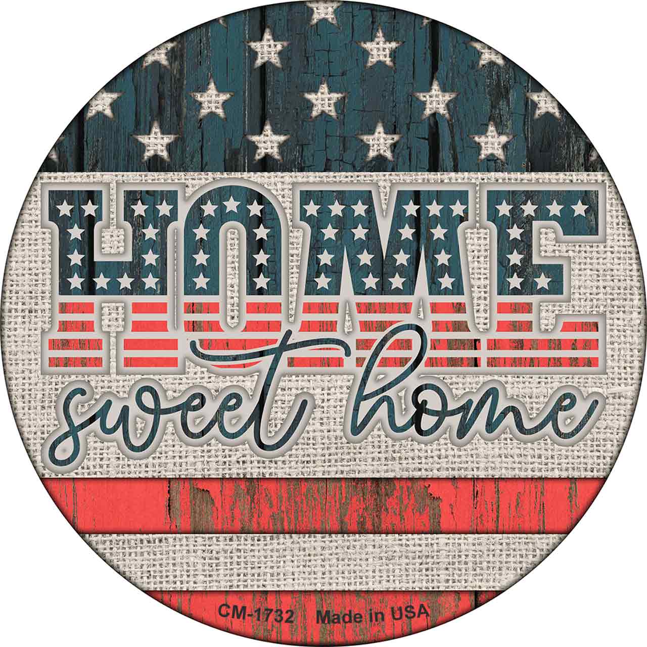 Home Sweet Home Worn Wood Novelty Circle Coaster Set of 4