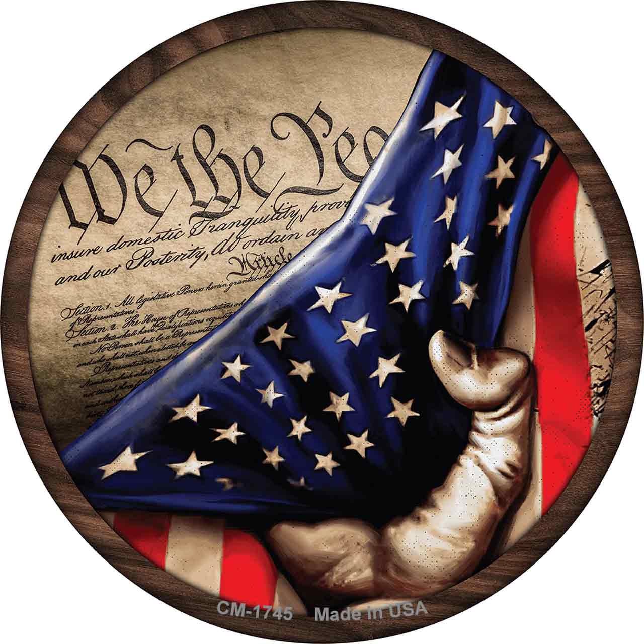 Constitution American Flag Novelty Circle Coaster Set of 4