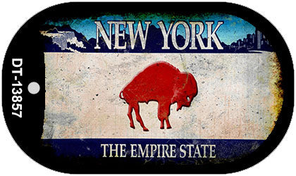 Red Buffalo NY Blue Rusty Novelty Metal Dog Tag Necklace